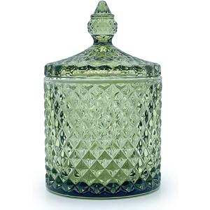 Colorful Glass Jar With Lid,Candy Cookie Jars,Jewelry Box,Christmas Decorative Jar(Olive Green)