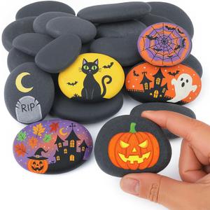 FUTUREPLUSX Rocks for Painting, 20 PCS 2-3 Inch Flat & Smooth Stones for Halloween Decor, Rocks to Paint for Kids, Natural Stones for Art & DIY Crafting, Garden Decor, Holiday Gift (Medium)