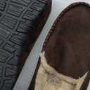 Lulex Moccasins for Men House Slippers Indoor Outdoor Plush Mens Bedroom Shoes with Hard Sole (11, Brown)