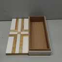 Decorative Storage Box, Handmade Chevron Pattern, Boho Style, Multipurpose Gift Box (white and mango, 12X4X2.5 Inch)