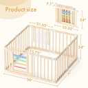 Wooden Baby Playpen 50 50 Inches, Foldable Playpen Fence with Cute Digital Blocks & Storage Bag, Wooden Baby Gate, Multi-Shape Play Yard for Babies and Toddlers Indoor Outdoor