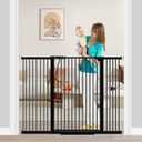 Fairy Baby 40.5" Extra Tall Baby Gate for Stairs, Fits Openings of 40.6" to 54.7" Wide, Extra Wide Dog Gate Indoor, Pressure Mounted Walk Thru Swing Auto Close Metal Puppy Barrier for Doorway, Black