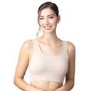 Floatley Seamlessly Square Neck Longline Easy Pullover Medium Impact Sports Bra Comfort Wirefree with Embedded Pads for Women.M