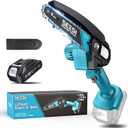 Seesii Mini Chainsaw, 6-inch Mini Chainsaw Cordless, Handheld Electric Power Chain Saw with Battery, for Tree Trimming Wood Cutting,Gifts for Father, Dad, Husband, Men (Sky Blue)