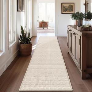 GOYLSER 10 ft Washable Runner Rug Jute Carpet Runner for Hallway, Non Slip Bath Rug Runner Mat, Beige Indoor Runner Rugs for Entryway (2'4" x 10' (Rectangular))