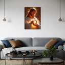 Sacred Heart of Jesus Canvas Wall Art Divine Mercy Wall Decor Christian Religious Art Poster Print Jesus Portrait Picture Painting Suitable for Bedroom Living Room Prayer Room Church Decor 16*24 (Stretched Canvas on A Wooden Frame)