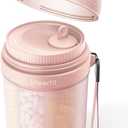 Large Sealed Pill Organizer with Desiccant, Light-Proof Moisture-Proof Pill Bottle with 7 Large Compartments, Anti-Mixing Touch-Free Pill Dispenser, BPA-Free Vitamin Organizer with Handle, Rose Gold