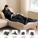 Heated Electric Blanket Wearable Throw - Heated Wearable Robe with Sleeves and Foot Pockets - Heating Blanket with 10-Level Heating Auto-Off Flannel Heated Hoodie for Adults(50''x75'', Black)