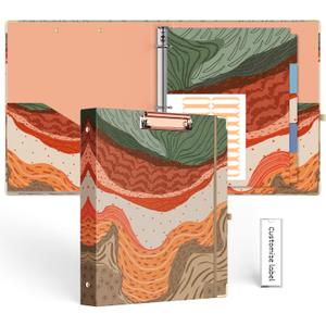EYROZILL 3 Ring Binder 1 Inch for Letter-Size 8.5" x 11" Paper with 5-Tab Dividers, Cute Three Ring Binder folders with Profile Clipboard for Women School Office Supplies, Desert Camel (Mountan Path)