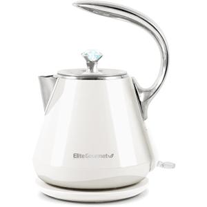 Elite Gourmet EKT-1203W 1350W Double Wall Insulated Cool Touch Electric Water Tea Kettle, BPA Free Stainless Steel Interior and Auto Shut-Off (1.4 Quarts)