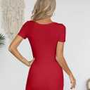 Valiamcep Women's Summer Mini Dress Short Sleeve Square Neck Cut Out Sexy Ribbed Knit Fitted Casual Pencil Bodycon Dresses (Medium)