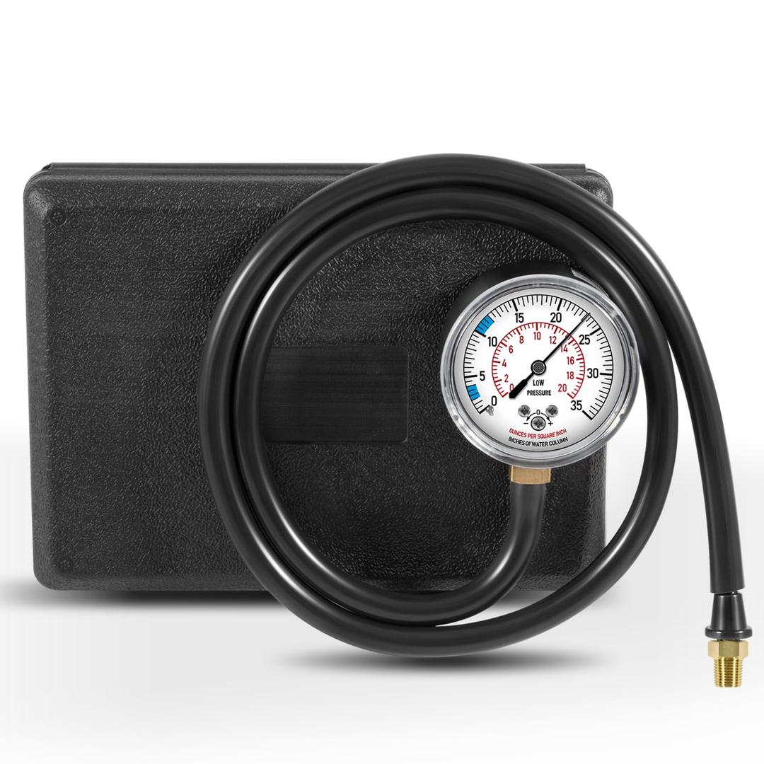 Natural Gas or LP Gas Manifold Pressure Test Kit, LP Gas Pressure Tester, Gas Manometer, Natural Gas Meter, with 1/8 NPT Brass Connector, 40" Hose, 0-35" W.C