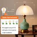 Ceramic Table lamp Set of 2, Modern Bedside Lamps Green Mid Century Vintage Desk Lamp Retro Glass Mushroom Traditional Lamp for Nightstand Living Room Bedroom Home Decor (S03GN-2PACK)