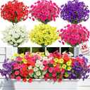 Alupssuc 48 Bundles Artificial Flowers for Outdoors, Faux Spring Flowers for Decoration, UV Resistant Silk Morning Glory with Eucalyptus Realistic Fake Flowers for Yard Planter Porch Garden, 5 Colors