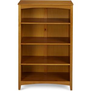 Shaker Style 4 Shelf Bookcase / Solid Wood / 48" High / Adjustable Shelving / Closed Back / Display Bookshelf for Living Room, Bedroom, Home and Office, Cherry (Brown)