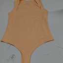 REORIA Butsmooth® Women’s Sexy Sleeveless Square Neck Double Lined Basic Bodysuit Tank Tops, Small, Peach Fuzz