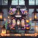 Motiskyy Halloween Candy Shop Diamond Art Hanging Kits for Adults 5d Special Shaped Rhinestone DIY Acrylic Painting Hanging Ornament Halloween Diamond Art Window Pendants Home Wall Craft