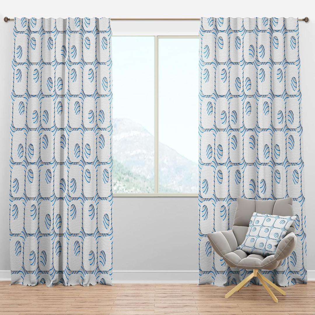 Blackout Curtains '3D White and Blue Pattern III' Curtains for Bedroom, Curtains for Living Room, Curtains & Drapes - Thermal Insulated -Single Panel -52x90 Blackout Curtains '3D White and Blue Pattern III' Curtains for Bedroom, Curtains for Living Room, Curtains & Drapes - Thermal Insulated -Single Panel -52x90