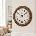 Vintage Wall Clock 18 Inch, Silent Non-Ticking Large Brown Wall Clock