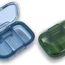 3 Compartment Pill Box, Moisture Proof Pill Case, Travel Pill Organizer for Pocket Purse, Daily Portable Medicine Vitamin/Fish Oil Box, Supplement Box, 2 Pack