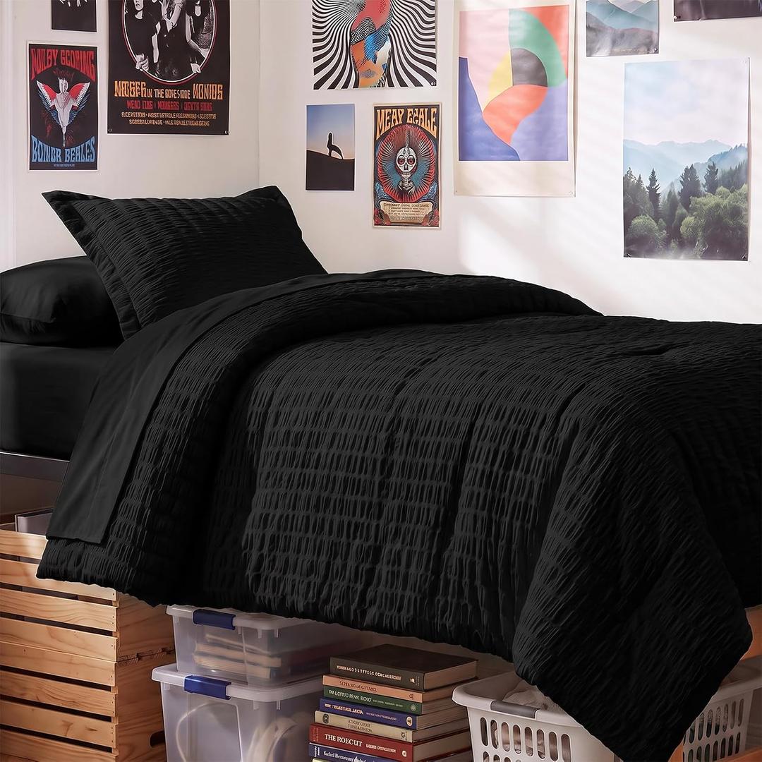 Twin XL Pillow Case and Sham Black