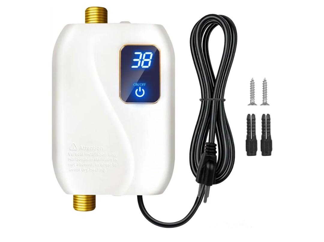 110V Tankless Water Heater Electric, 3000W Tankless Electric Water Heater Instant, Under Sink Water Heater with Digital Display, On Demand Hot Water Heaters Electric for Kitchen Washin Bathroom