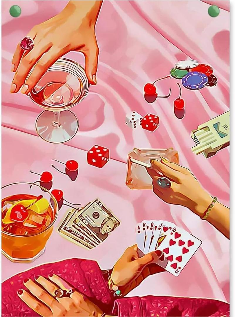 2 x KICHANG Pink Diamond Art Kits for Adults Beginner,DIY Modern Diamond Painting 5D Round Full Drill Diamond Dots Gem Art Crafts with Tools,Funny Crafts for Home Wall Decor&Gift-12x16in