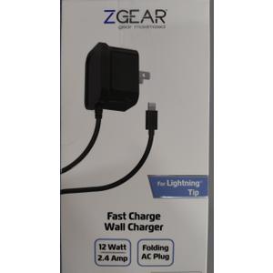 ZGEAR (12W) 8-Pin Wall Charger - Black (WC-APP8PNM2A)