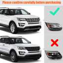 FIONE for Ford Explorer Headlight Assembly 2016 2017 2018 [Halogen Model] Right Passenger Side RH Replacement Chrome Housing Headlamp W/LED DRL