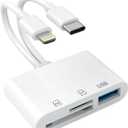 USB SD Card Reader SD Card Reader for iPhone, MBODMI USB-C & Lightning Dual Port Connectors,Digital Camera Adapter to iPhone USB C, Memory Card Reader Supports SD/Micro SD/USB 3.0 No App Required