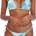 SHERRYLO Thong Bikini Swimsuit for Women Black Brazilian String Bikinis Bathing Suit Triangle Top Bathing Suits Swimsuits (Medium, F61green Tie-dye)