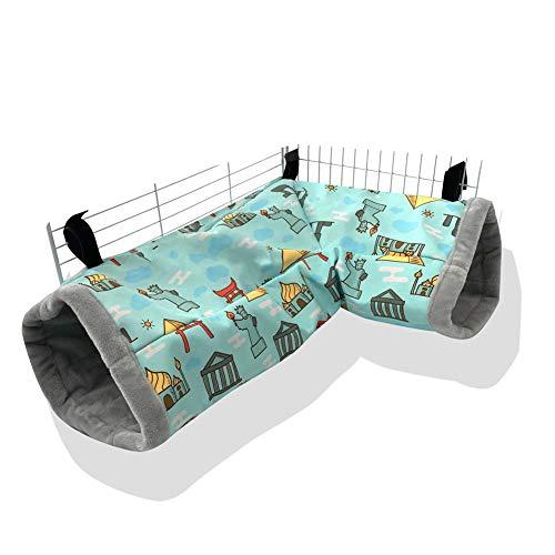HAICHEN TEC Ferret Tunnel Tube Cage Accessories Corner Hide Fleece Hideaway Bed Hammock Bed for Bunny Hamster Cat Guinea Pig (Green)