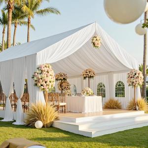 60ftx40ft White Ceiling Curtain for Wedding Parties
12 Panels Wrinkle-Free 40 FT Long Tent Draping Curtains for Wedding, Birthday & Theme Parties, 40ft Height with Rod Pocket