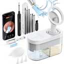 Ear Wax Removal Tool Camera - FSA/HSA Eligible Ear Irrigation Flushing System & Ear Cleaner with Camera 1080 HD, Ear Flushing Kit for Adults with One-Piece Waste Tank, Earwax Removal Kit White XL