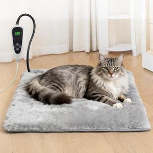 GOLOPET Cat Heating Pad 19x18 in with Smart Thermostat Switch and Power Line Protection Tube,Obtained MET and UL Dual Certification,Waterproof Pet Heating Pad for Cats, Long Velvet Cloth Cover