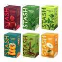 STASH Green Tea Variety Pack – Caffeinated, 6 Boxes of 18-20 Tea Bags Each – Pomegranate Raspberry, Premium Green, Moroccan Mint, Ginger Peach, Chai Green & Asian Pear Harmony (EXP 06/01/28)