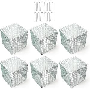 Plant Protectors - 6 Pack - 12" x 12" Green Vinyl Coated Rust Resistant Metal Wire - Complete with Ground Staples