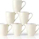 GBHOME 16 OZ Large Porcelain Coffee Mugs Set of 6, Light Weight Ceramic Coffee Cups Set for Cappuccino,Latte,Cocoa, Dishwasher & Microwave Safe, Beige (Vanilla)