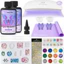 HeyClear UV Resin Kit 200g with Upgraded Large UV Light, Molds and Casting Tools -Super Clear, Hard, Premixed and Fast Curing UV Glue for Coating, Jewelry Making, DIY Craft Decorations