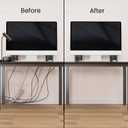 EVEO Cable Management Under Desk Kit (6 Units) - Under Desk Cable Management Cord Hider, Cable Hider Cord Management, Cable Organizer, Cable Raceway | Self-Adhesive 96'' J Channel 6X16 - Black
