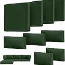 9Pcs Outdoor Chair Cushions Covers Waterproof Anti-Fading for 5 Pack Patio Set Cushion Slipcovers, Outdoor Furniture Cover Replacement, Covers Only, Green