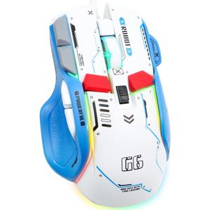 VEGCOO Wired Gaming Mouse, 12800 DPI Optical Gamer Mouse with 10 Programmable Buttons, Colorful RGB Lights, Ergonomic Design for Gaming and Working