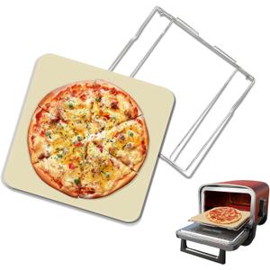 12 inch Pizza Stone with Rack for Oven and Grill Baking, Baking Stone Set for Ninja OO101 8 In 1 Outdoor Pizza Oven, Fits Ninja Woodfire OO100 Series Outdoor Oven, for Ninja Pizza Oven Accessories
