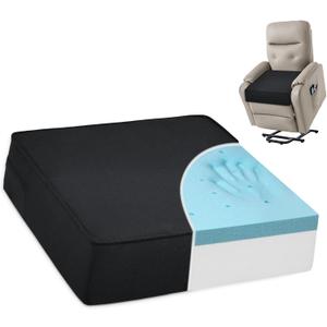 Shinnwa Gel Memory Foam Recliner Cushion for Elderly, Dual-Layer Foam Chair Pad, Extra Large Seat Cushion for Couch, Armchair, Wicker Chairs, Floor, 20 20 5in, Black