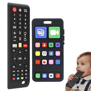 Baby Silicone Teething Toys for Babies 0-6 Months,Phone and Remote Teether Toys,2 Pack Teether Toys Sensory Toys for Babies,Baby Chew Toys 