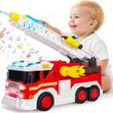 Large Fire Trucks Toys for Toddlers, Kids Toys for 3 4 5 6 7 8 Years Old Boys, 15" Firetruck Toy for Kids with Ladder, Lights, Sounds & Water Shooting, Christmas Birthday Gifts for Boys & Girls