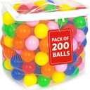 Play Balls for Ball Pit, Plastic Crush Proof, Phthalate & BPA Free, Assorted Colors (200 Balls)