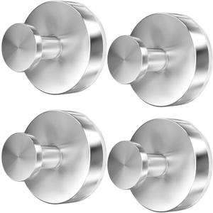 Suction Cup Hooks for Shower, 4 PCS No-Drill Towel Holder for Bathrooms Wall, Glass Door, Mirror, Tiles, Kitchen, Hold Robe & Wreath, Hanging up to 15 lbs  Waterproof & Rustproof, Loofah-Silver