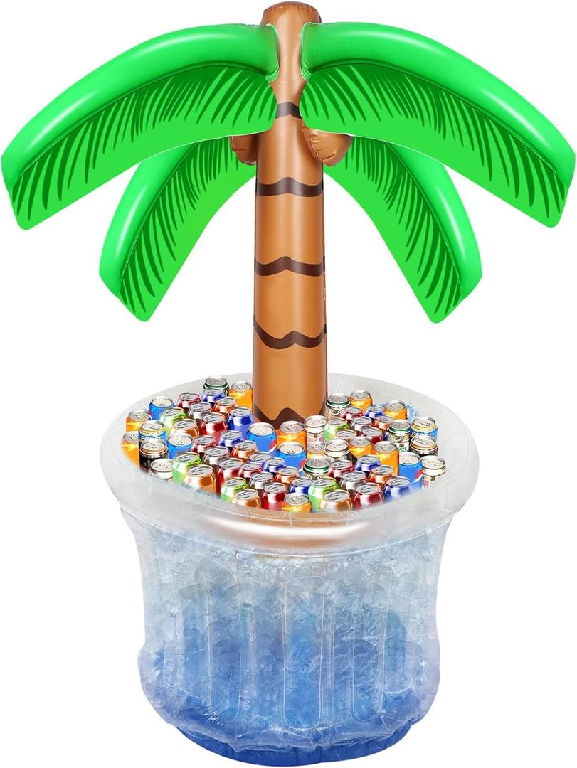 Zcaukya Inflatable Palm Tree Cooler, 60" Blow Up Palm Tree Cooler for Tropical Party Decorations, Hawaiian Party Supplies Pool Decorations