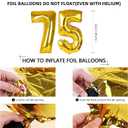 Trgowaul 75th Birthday Party Supplies - Black and Gold Paper Plates, Napkins, Cups, Tablecover Forks, Knives and Spoons for 24 Guests and Party Number Balloon Decorations Banner